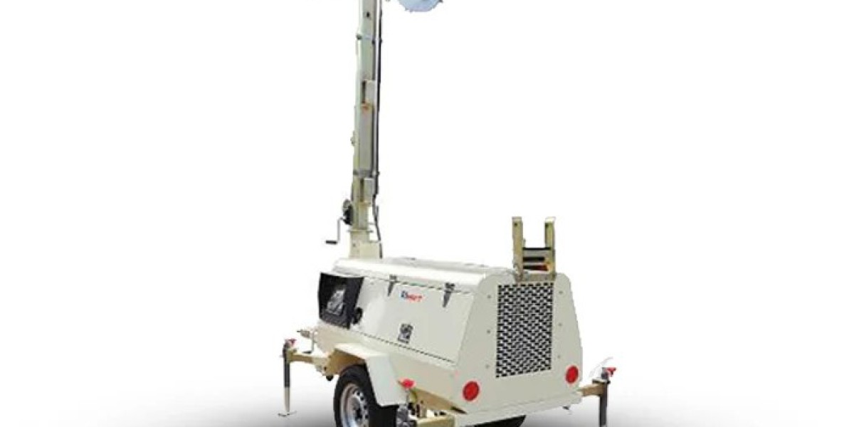 Metal Halide Mobile Light Tower Helps with Nighttime Construction on Construction Sites